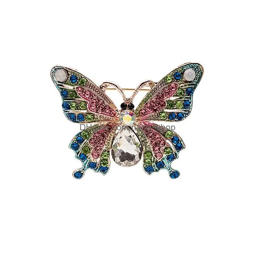 european and american new oil drop enamel alloy inlaid color diamond brooch retro palace style pins accessories jewelry wholesale