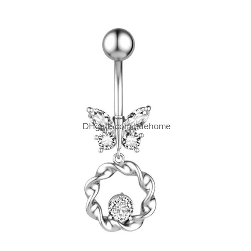 fashion piercing butterfly belly navel ring dangle personality body jewelry belly button ring piercing jewelry