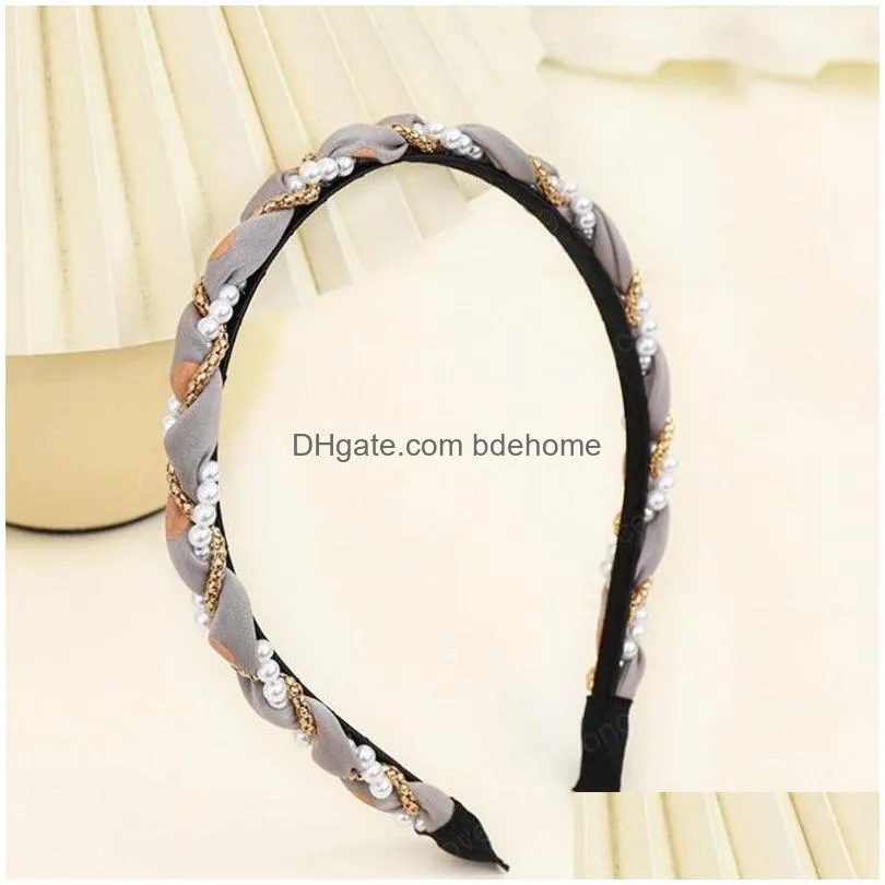 fashion summer headwear casual pearl hairband for women exquisite beaded winding headband female hair accessories