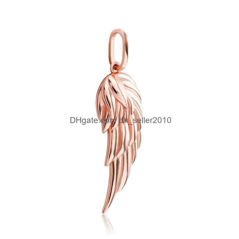 personalized 925 sterling silver feather wing pendant necklace hip hop jewelry accessories for men women charm necklaces 14k rose gold color hip hop