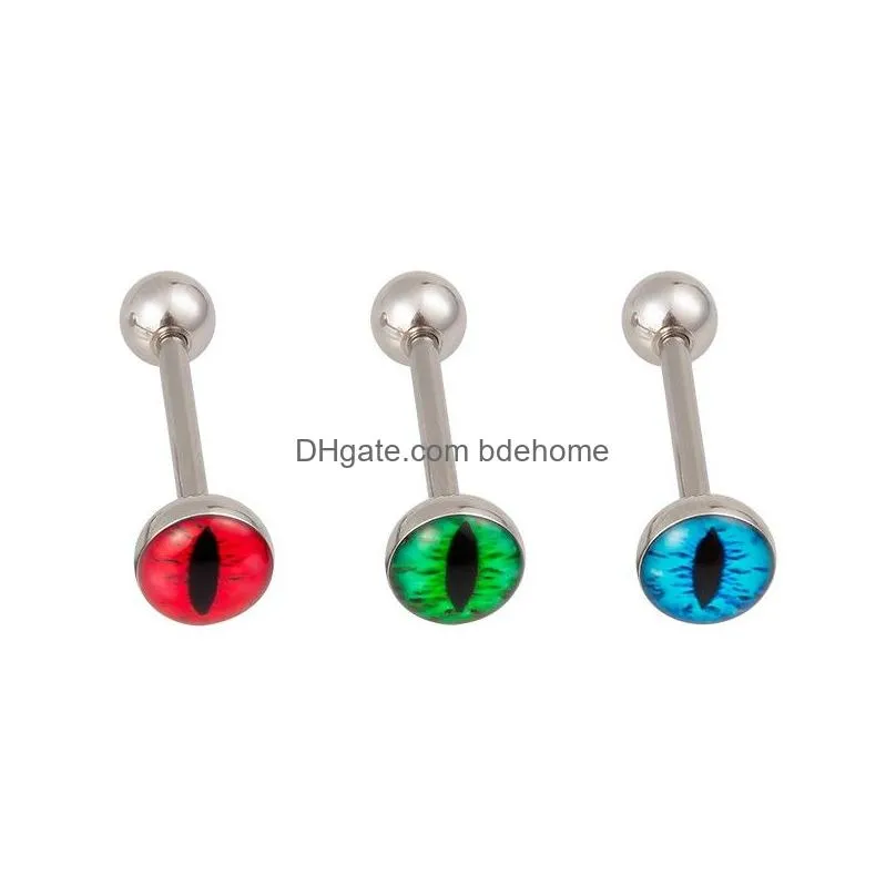 dragons eye tongue ring piercing barbell earring bar helix cartilage stud stainless steel tragus body jewelry