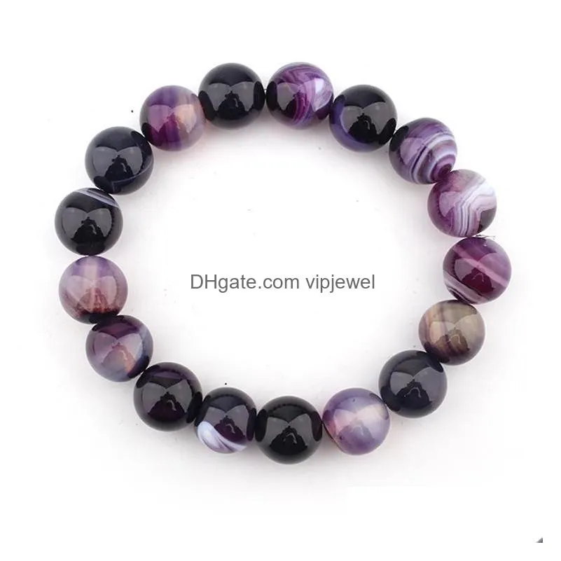  charms natural amethyst beaded bracelet bangle for women party jewelry crystal round gemstone beads stretch bracelet