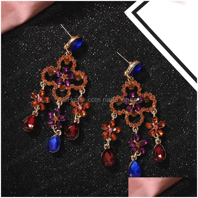 luxury elegant rhinestone tassel dangle earring for women korea charm crystal earrings jewelry bridal bijoux