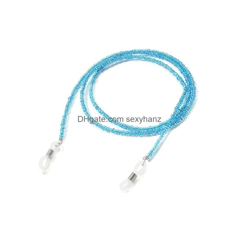 2020 fashion beaded crystal glasses neck strap sunglass chain candy color eyeglasses lanyard rope beads sunglass cord holder