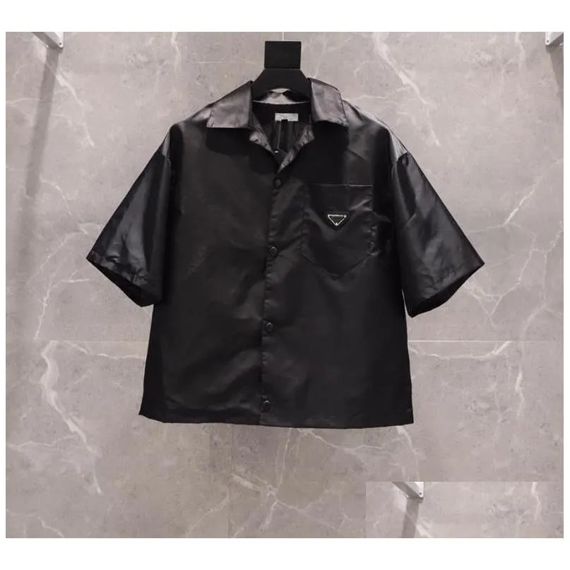 2021 womens and mens shirt casual brand short blouses classic inverted triangle loose imported highquality nylon tooling summer tops