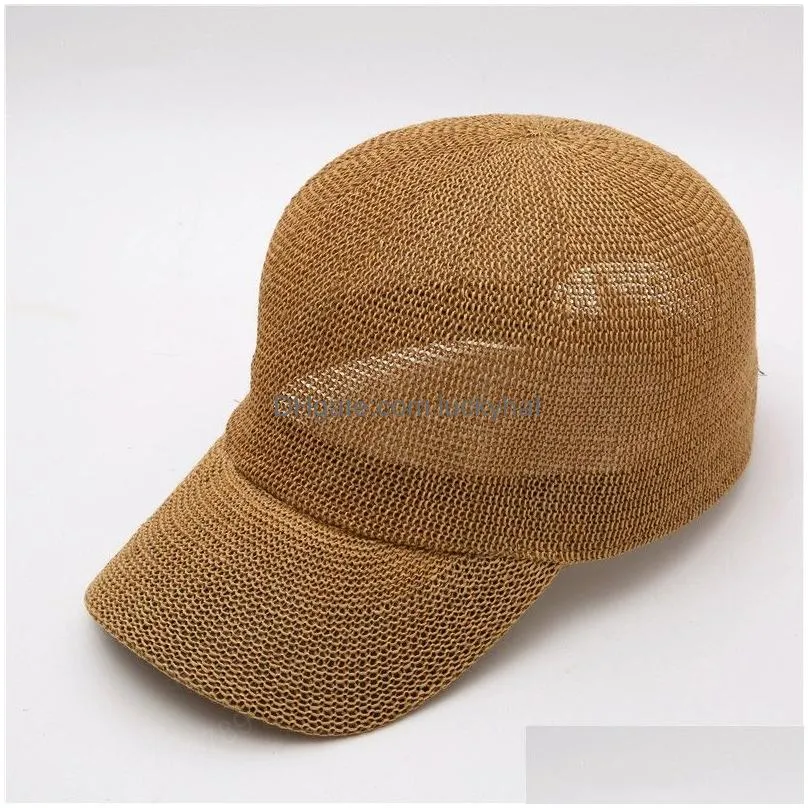 straw hat woman outdoor casual sun hats sunscreen summer baseball cap adjustable fashion solid color antiuv cap