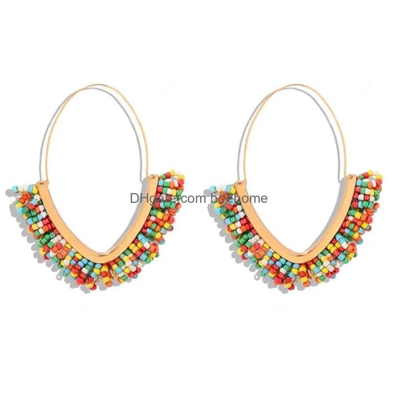 bohemia handmade resin beaded dangle earring women trendy summer jewelry statement geometric pendant earrings
