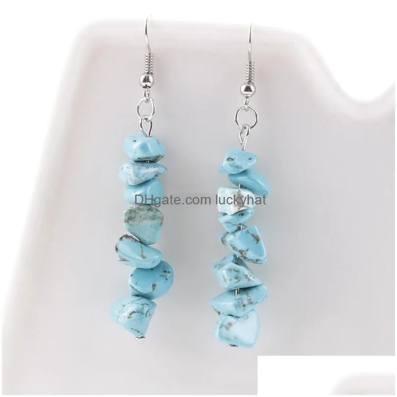 handmade chips bead long drop tassel earrings natural stone aventurine tiger eye lapis lazuli rose stone quartz earrings