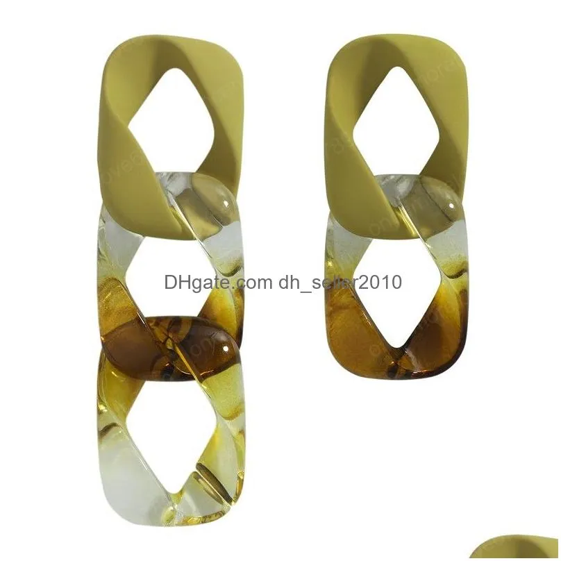 fashion colorful transparent acrylic resin tassel dangle earrings women geometric square asymmetry earring jewelry party