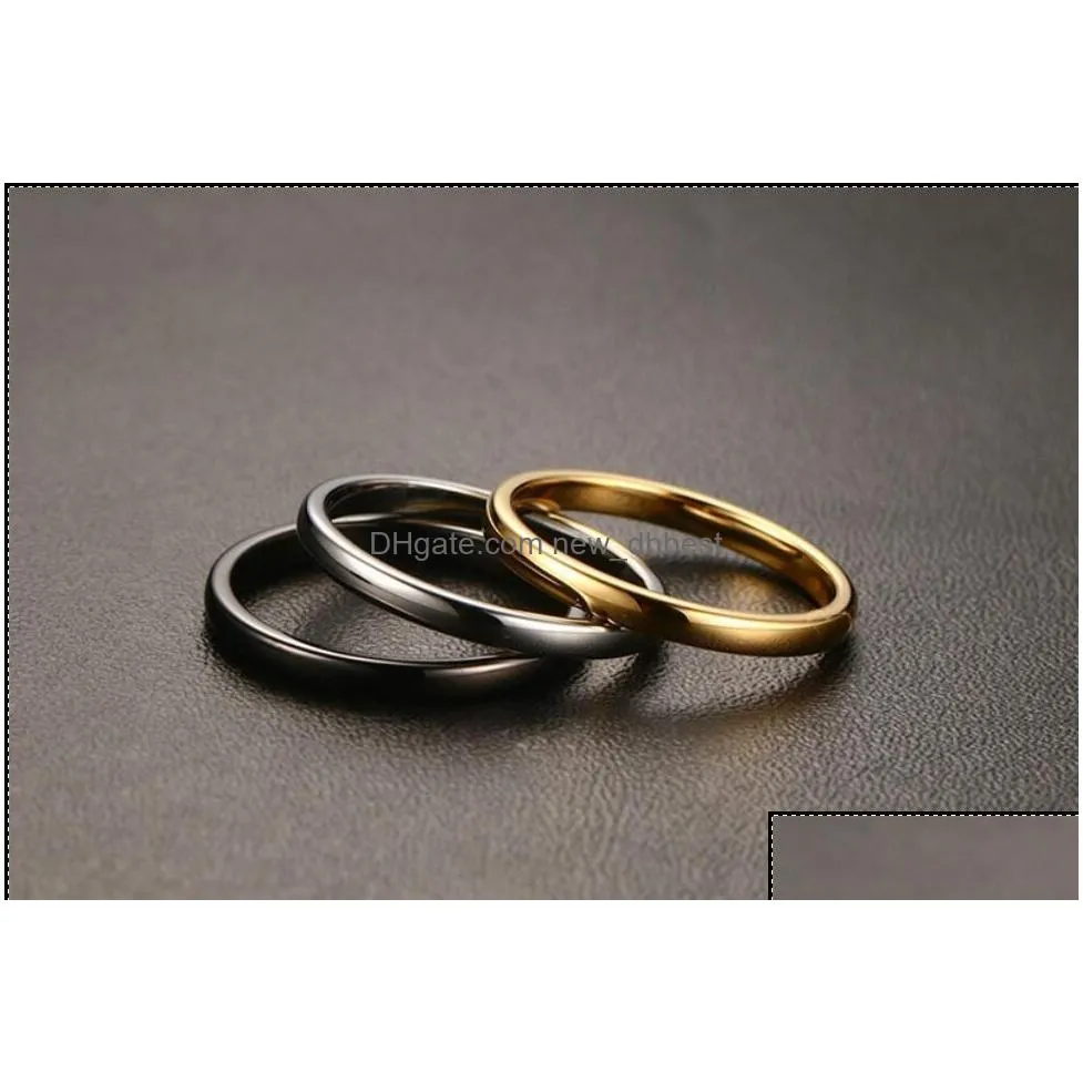 2020 new cute women goldcolor rings trendy 2 mm tungsten carbide wedding bands for women