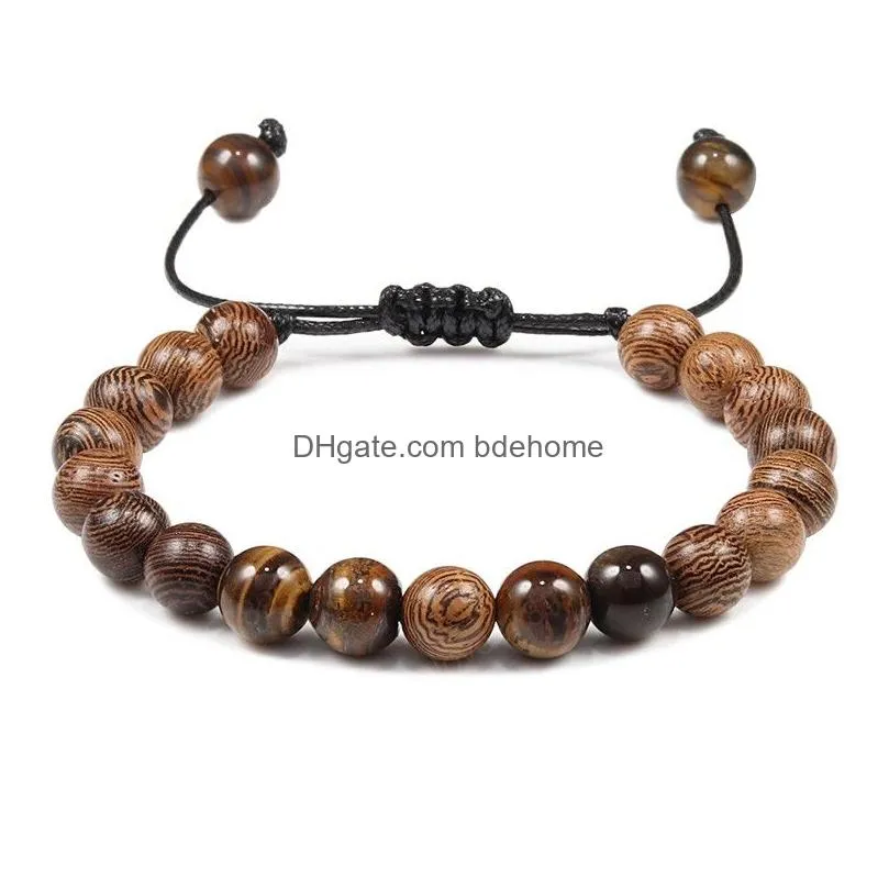 tiger eye beads bracelets men lava rock stone  oil diffuser bracelet braided rope buddha bracelet bangle adjustable