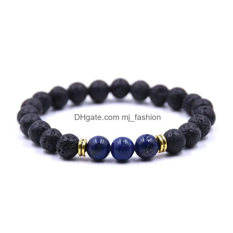 handmade volcanic lava stone yoga bracelets natural agate beaded strands buddha men women uni bracelets jewelry top quality 