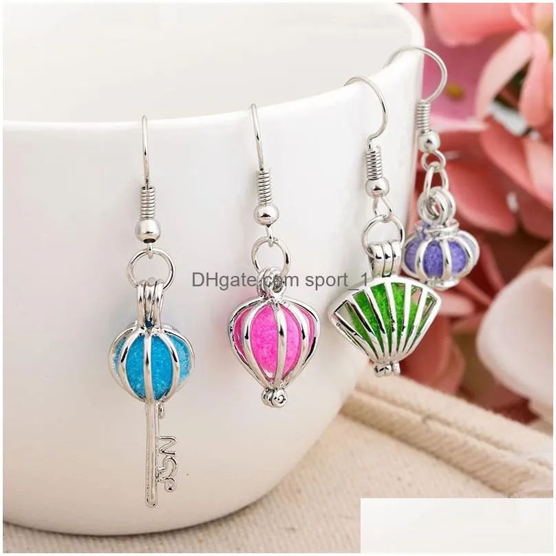  est hollow pendant earrings set aromatherapy perfume locket with pads  oil diffuser pendant diy fragrance flower many