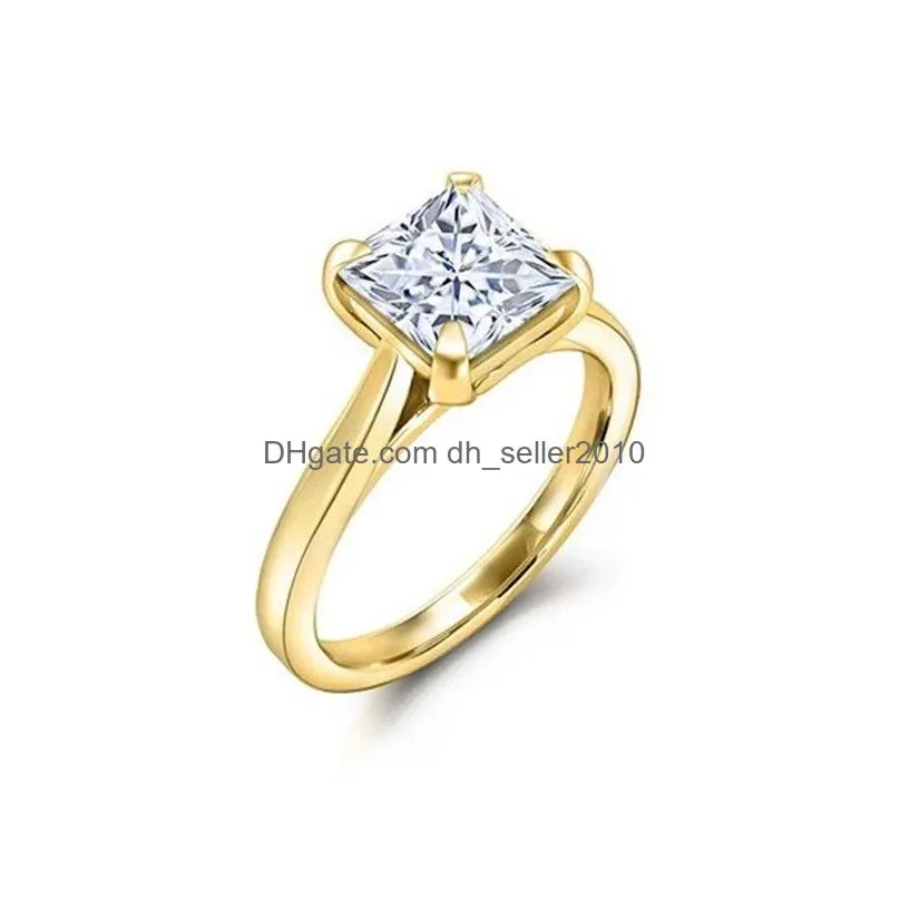 fashion rings for women copper simple jewelry bridal wedding engagement ring cubic zirconia square stone gifts girl
