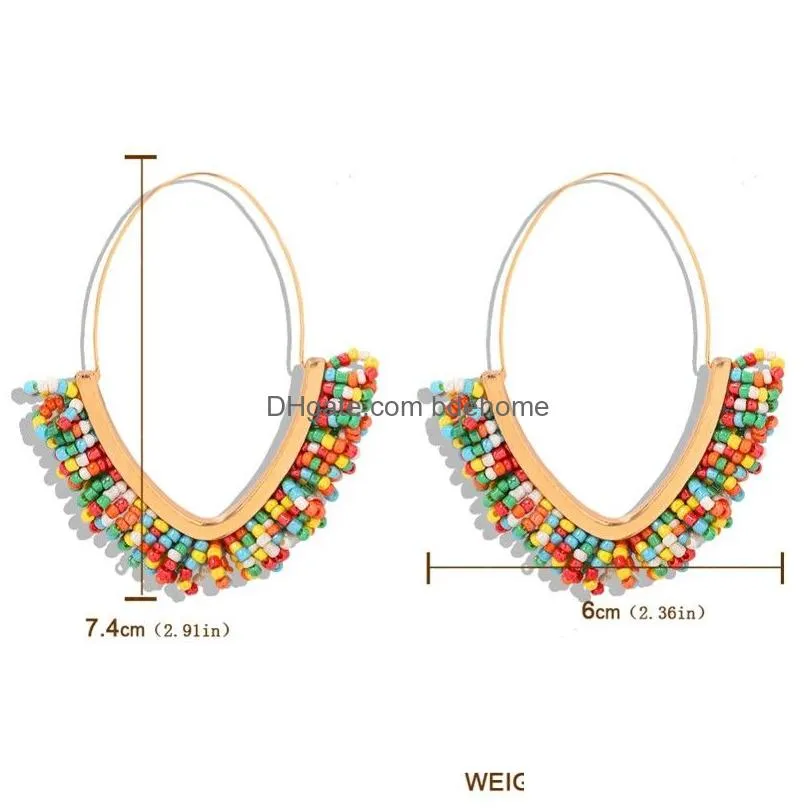 bohemia handmade resin beaded dangle earring women trendy summer jewelry statement geometric pendant earrings