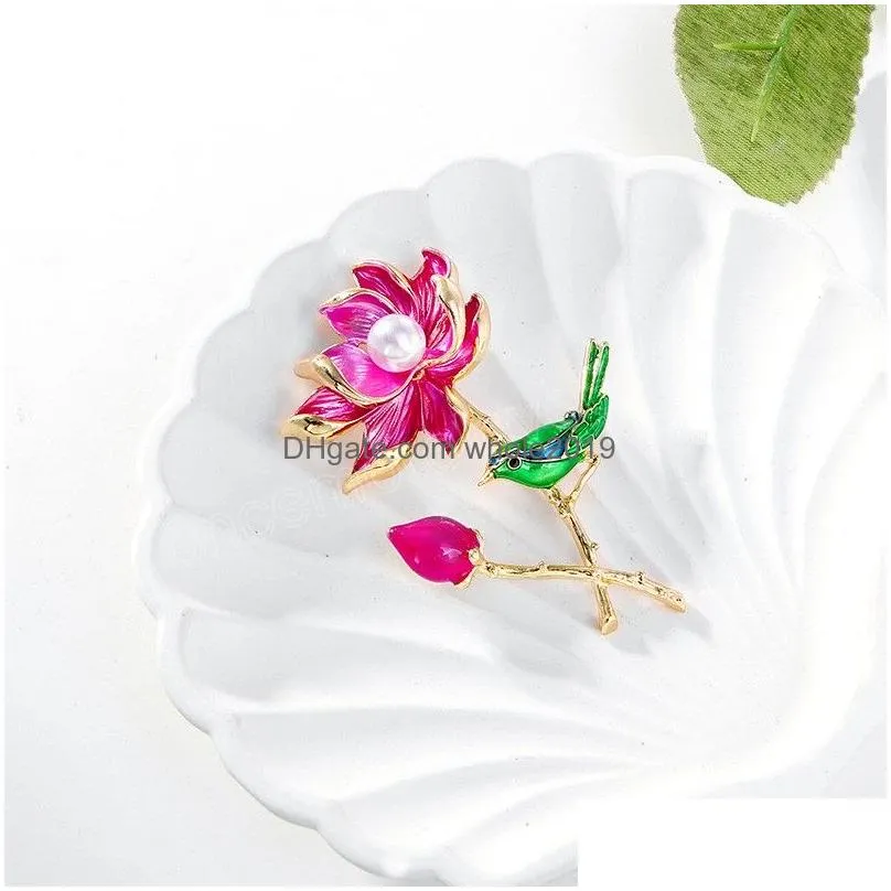 lotus brooch female highend exquisite cheongsam accessories chinese style pink lotus brooches for women gift