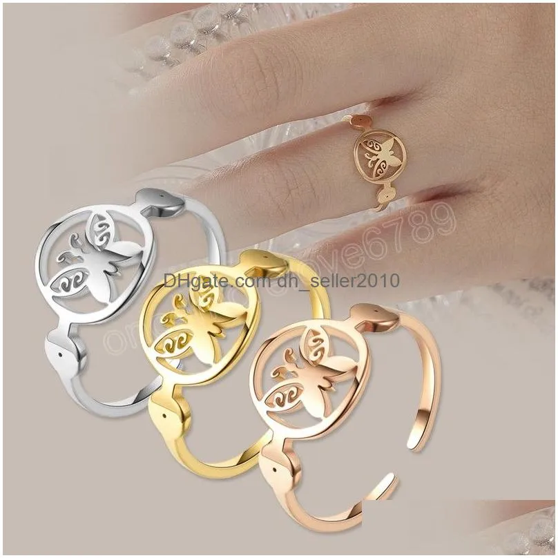 vintage butterfly finger ring for women men lover couple rings open cuff engagement wedding rings adjustable jewelry gift