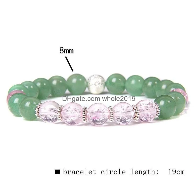 natural green aventurine stone strands bracelets beads glass crystal charm bracelet for women girl lady jewelry gifts