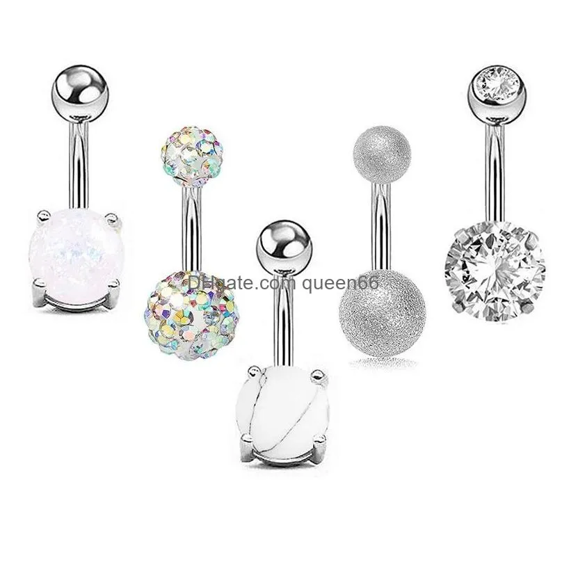 2 colors stainless steel belly button rings for women girls 201910 screw navel piercing bars ring body jewelry fashion accessories