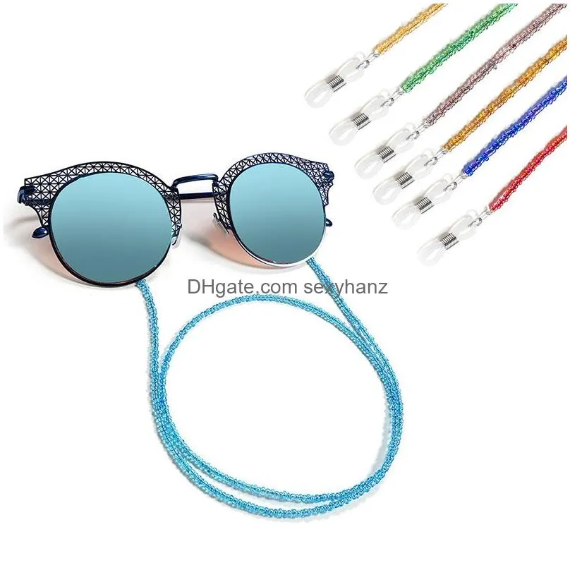 2020 fashion beaded crystal glasses neck strap sunglass chain candy color eyeglasses lanyard rope beads sunglass cord holder