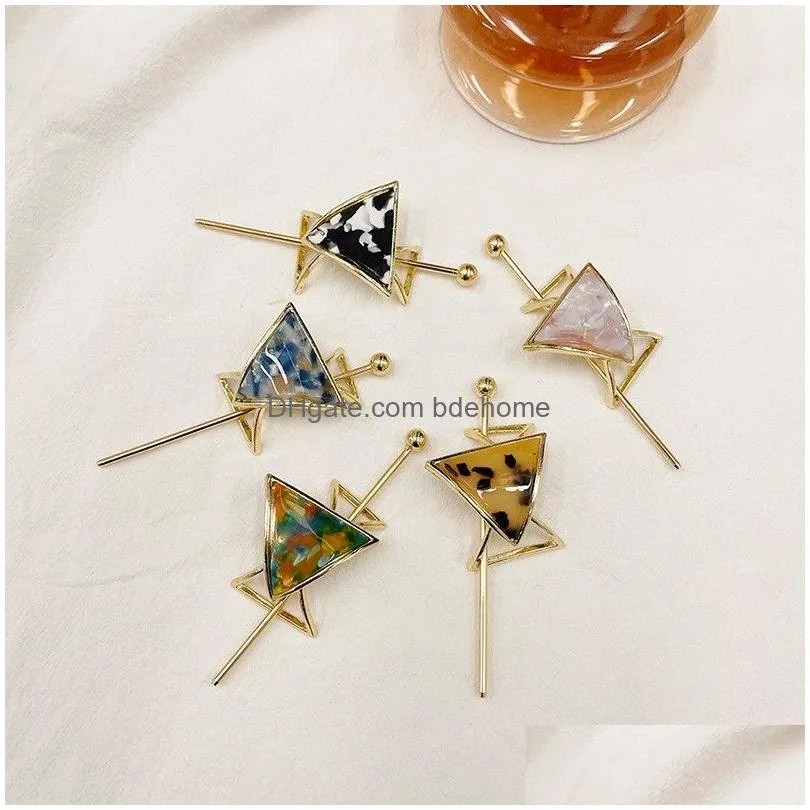 vintage colorful geometric hairpin hair sticks acetate headbands for women hair clip hair accessories headwear styling tools