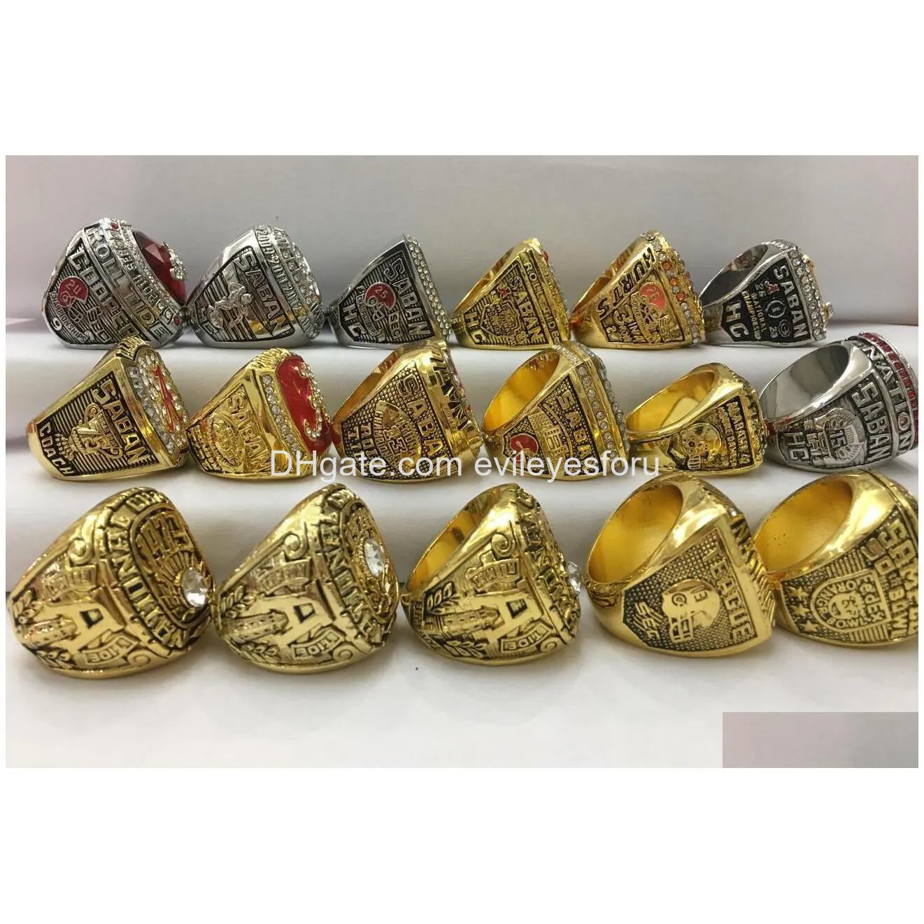 2020 fashion souvenir 17pcs alabama crimson tide sec national championship fashion rings bag parts