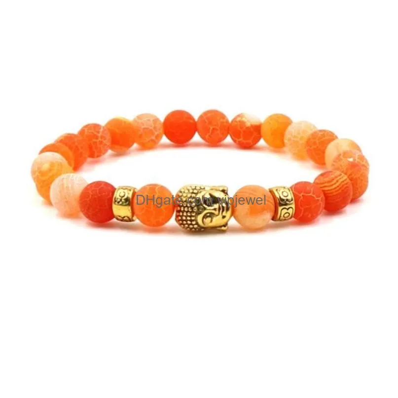  gold buddha weathering agate bracelets natural stone bracelets elastic bangles for men women yoga bracelet