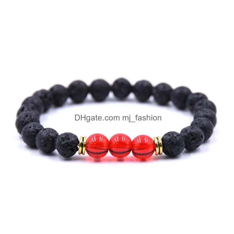 handmade volcanic lava stone yoga bracelets natural agate beaded strands buddha men women uni bracelets jewelry top quality 