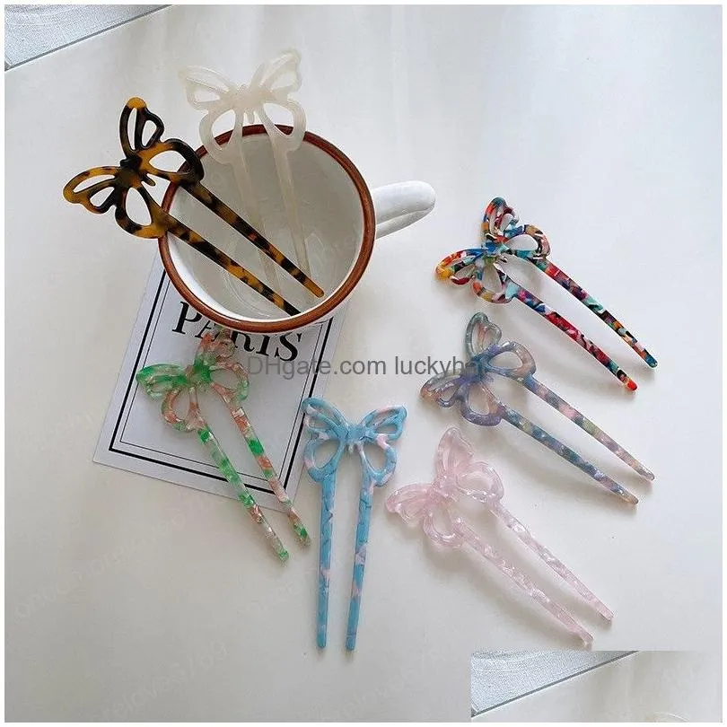 butterfly hair sticks acetate resin women hairpins u shaped hair clip pins woman jewelry hair accessories
