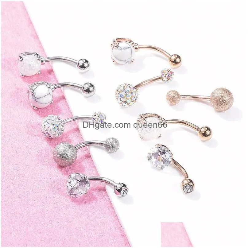 2 colors stainless steel belly button rings for women girls 201910 screw navel piercing bars ring body jewelry fashion accessories