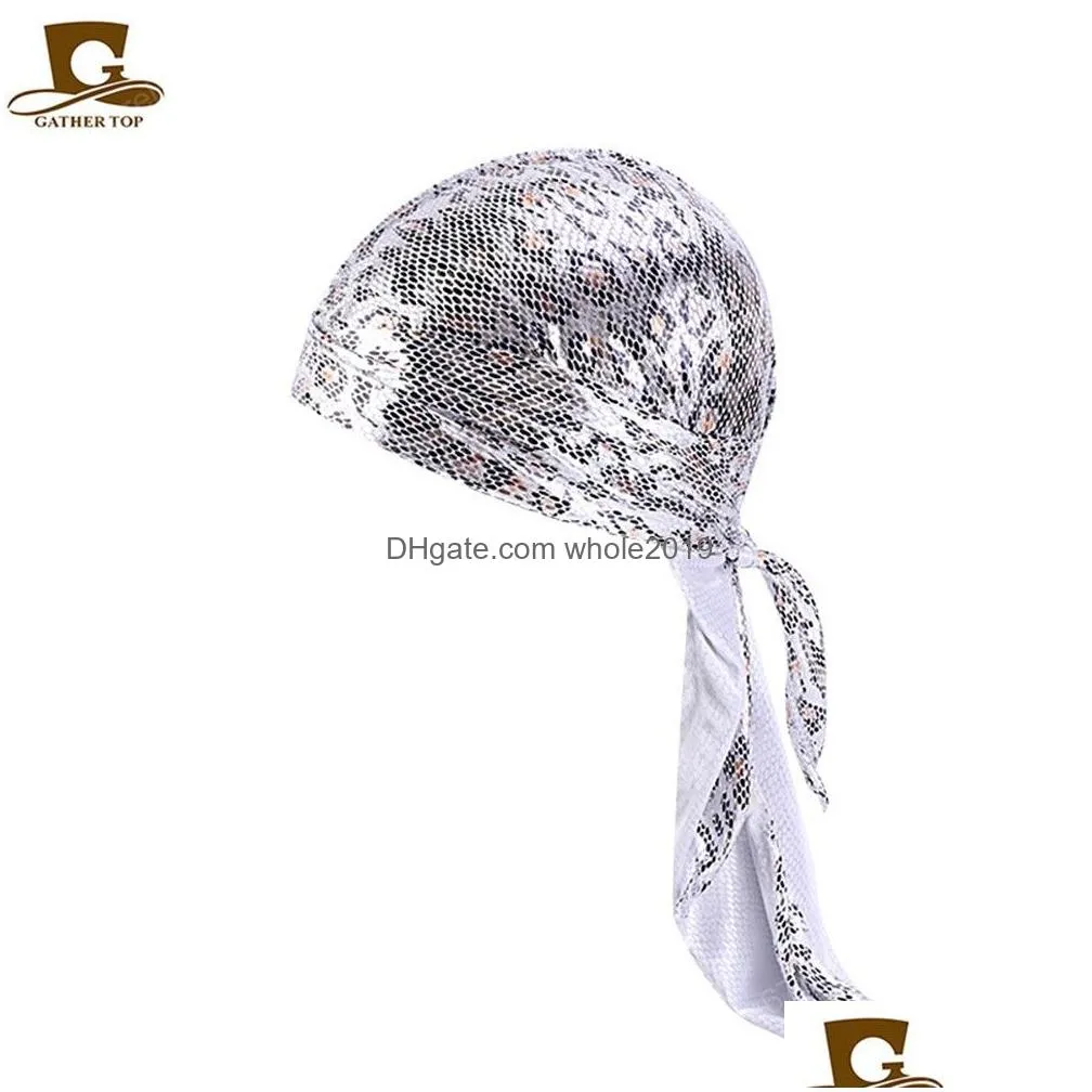 new luxury snake skin pattern durag men do rag headwrap fashion bandana headwear