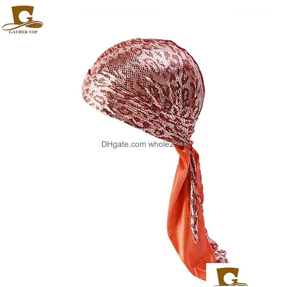 new luxury snake skin pattern durag men do rag headwrap fashion bandana headwear