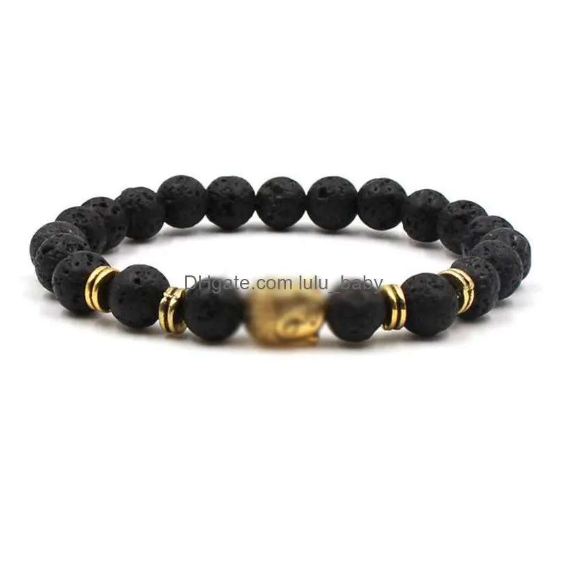 natural black lava rock stone bracelet fashion women men owl hand bracelet aromatherapy  oil diffuser bracelet