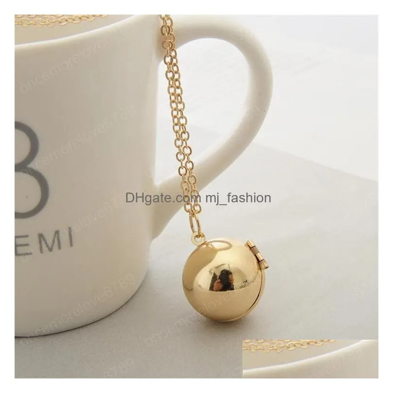 new fashion jewelry cute ball openable locket photo box pendant necklace sweater necklaces