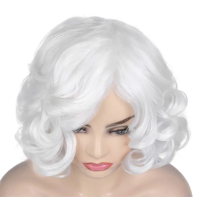 Women's Short Curly Wig Synthetic Hair Heat Resistant Platinum Blonde Vintage Natural for Women Daily Party Cosplay
