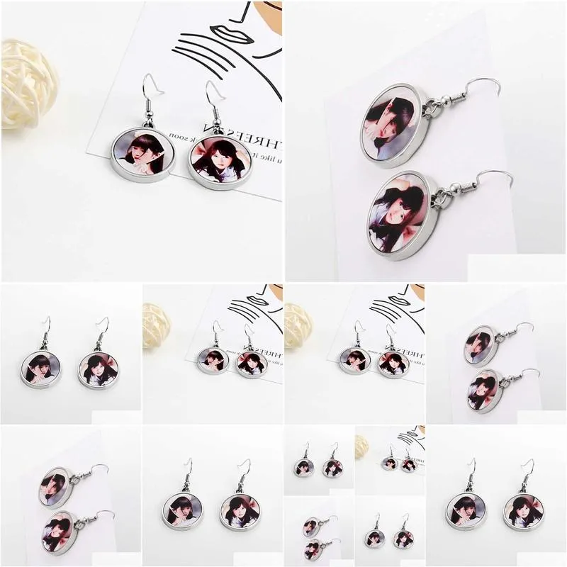  diy custom sublimation blank round metal p o earrings 10 pair/lot y1010