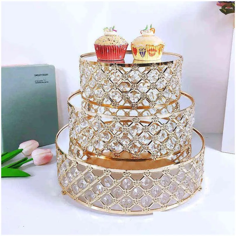 gold mirror metal cake stand round cupcake wedding birthday party dessert pedestal display plate home decor 211110