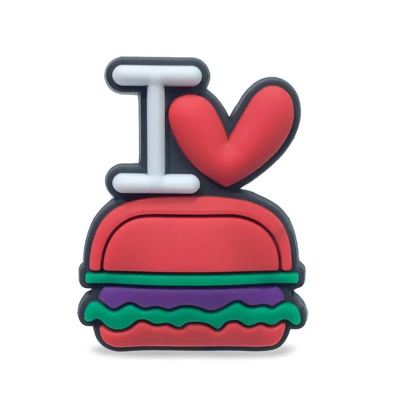  i love hamburger shoes charmsclogs cute cartoon shoe buckle accessories ornaments sandals charms