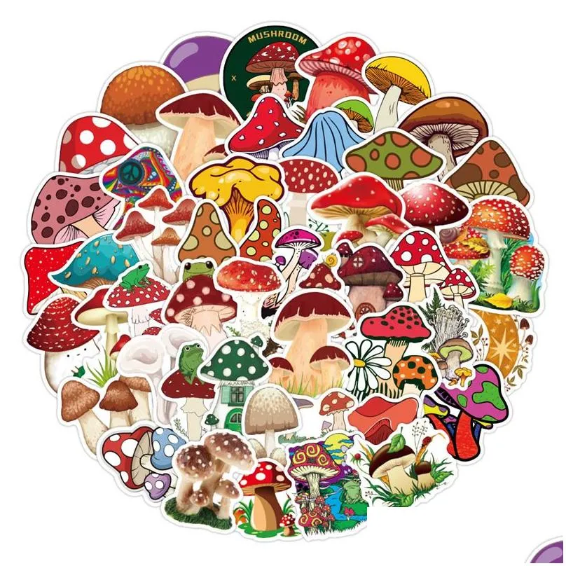 mushroom stickers 50 pcs vinyl waterproof sticker for laptop skateboard water bottles computer phone guitar bat stickers w462