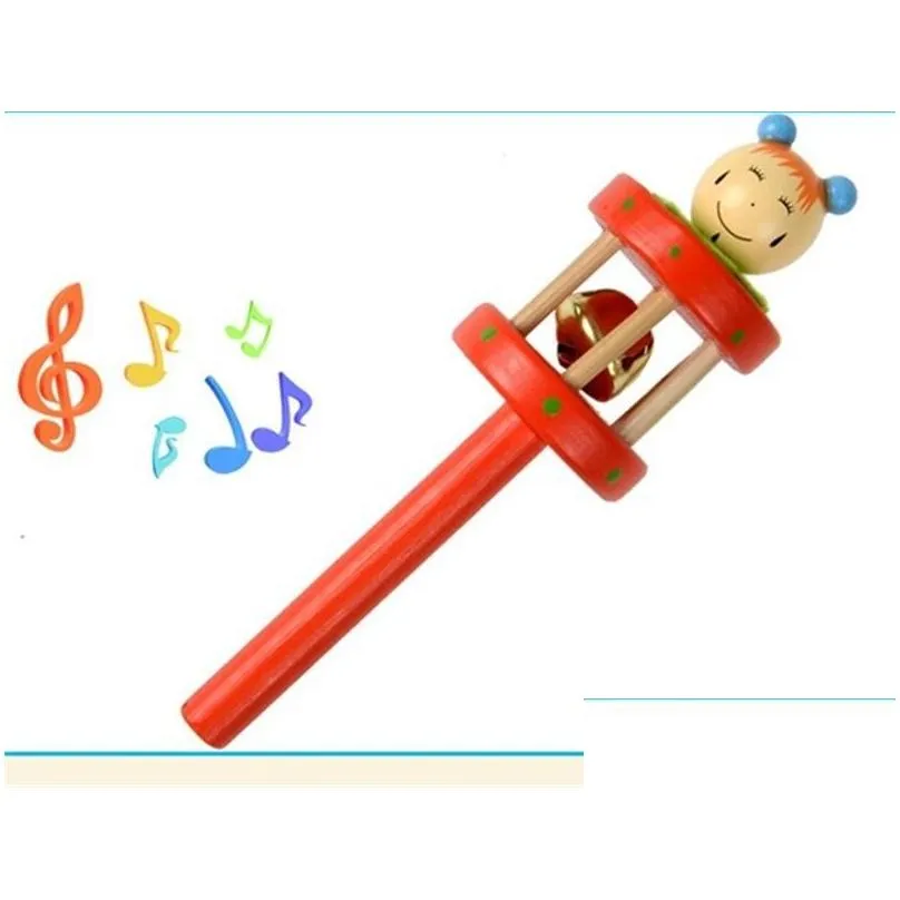 wooden cartoon baby toy middle bell kids series products hand ringing cute funny children toys 1 74cw b3