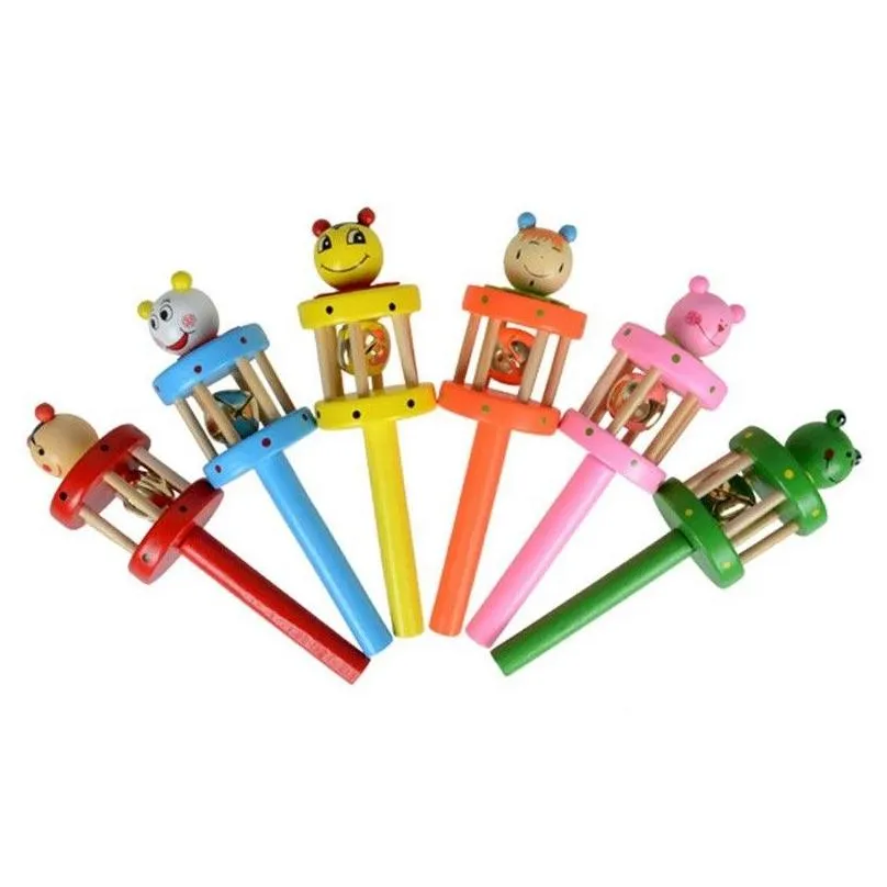 wooden cartoon baby toy middle bell kids series products hand ringing cute funny children toys 1 74cw b3