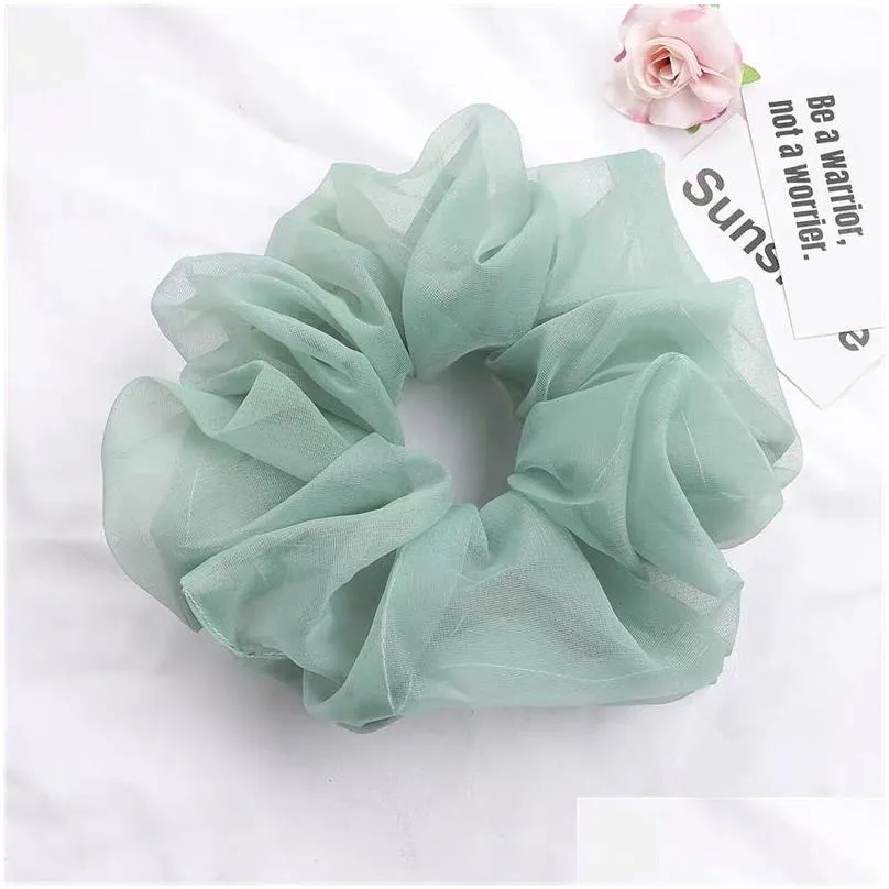 lady chiffon hair scrunchies women girl solid elastic bands hairs rope ponytail holder large intestine sports dance scrunchie 1498 b3