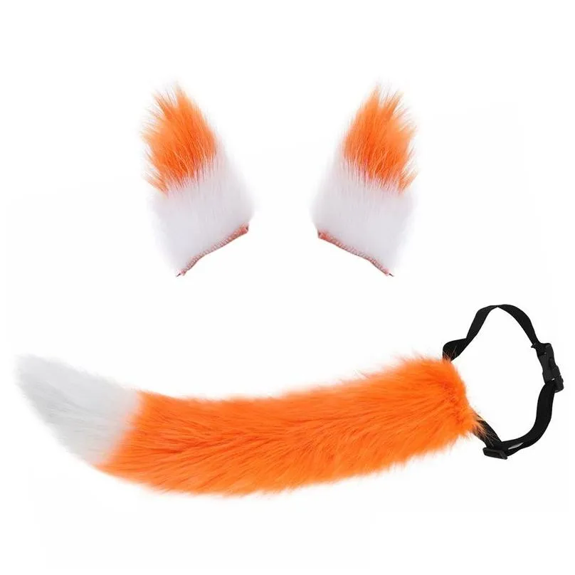 cosplay halloween fox ears tail plush suit costumes props multicolor optional simulation cat wolf animals plush toy 363 h1