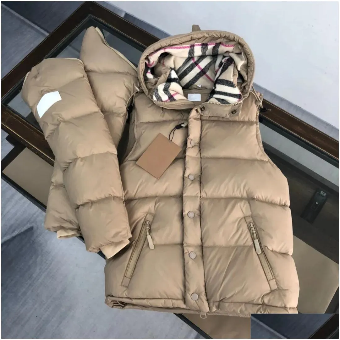 2023 new mens and womens down jacket short jacket thickened sleeves detachable buttons zipper