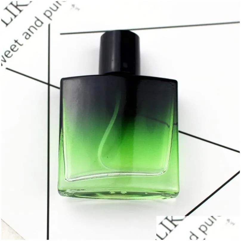 10pcs/lot 30ml colorful square glass perfume bottle with sprayer refillable empty travel spray cosmetic container