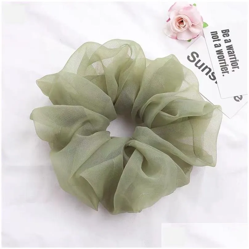 lady chiffon hair scrunchies women girl solid elastic bands hairs rope ponytail holder large intestine sports dance scrunchie 1498 b3