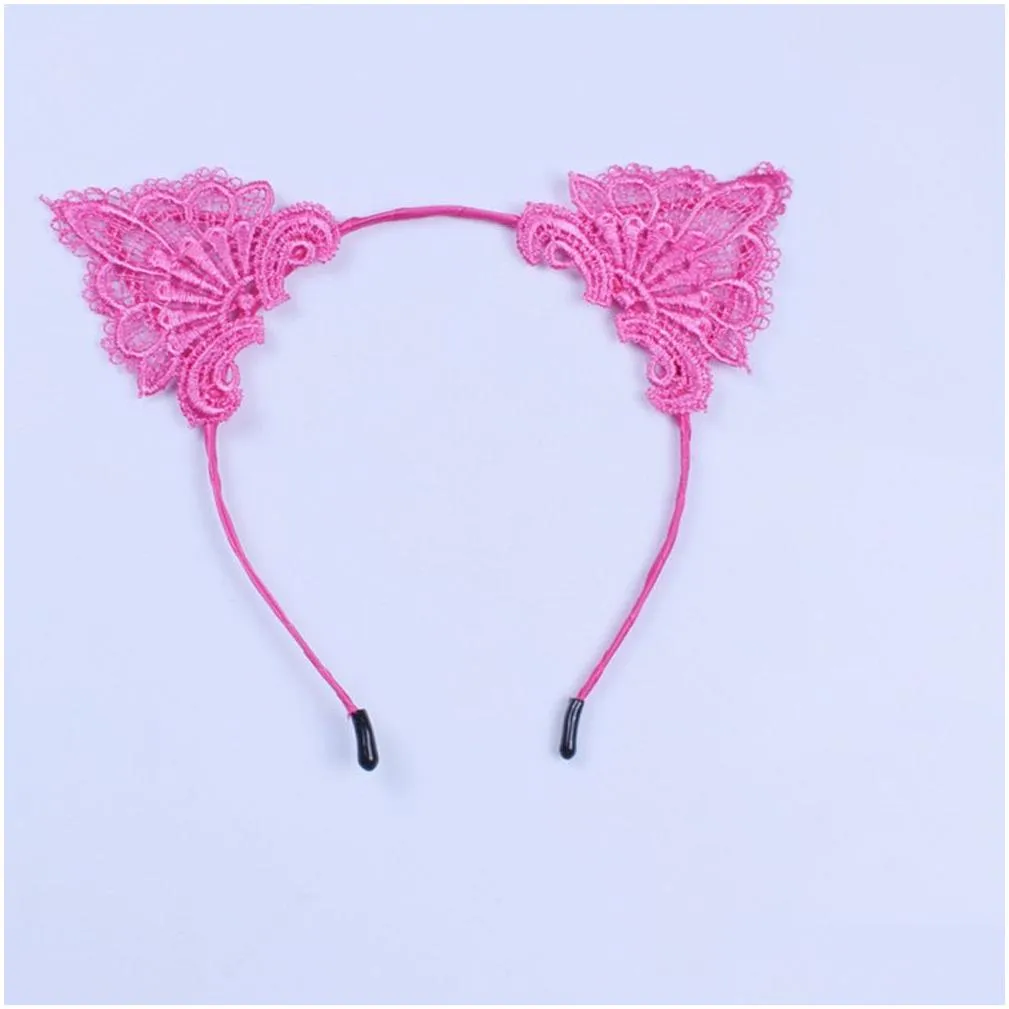 christmas lace cat ears headband baby girls women hair sticks party performance european and american hair accessories