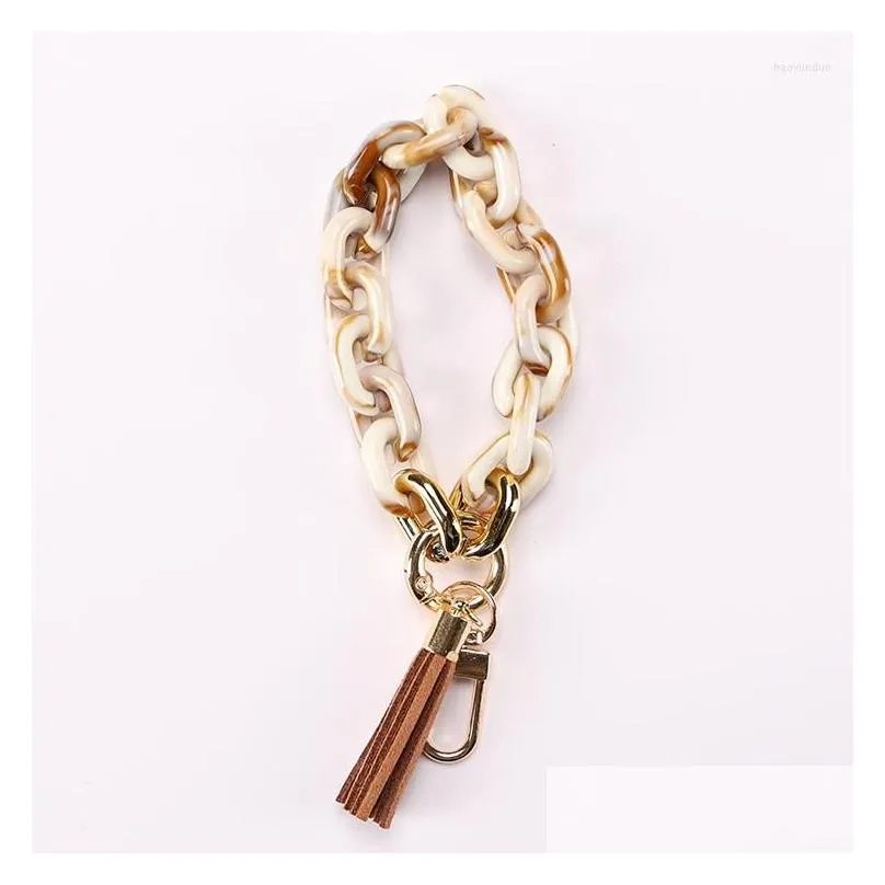 keychains keychain women accessories wholesale wristlet bangle bracelet cute acrylic link chain leather tassel phone charm key