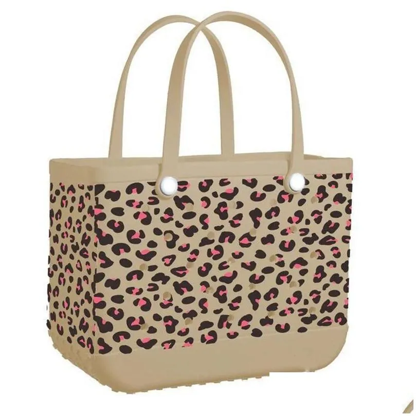 party favor fashion extra large beach bags leopard solid color summer eva basket women capacity bag totes drop