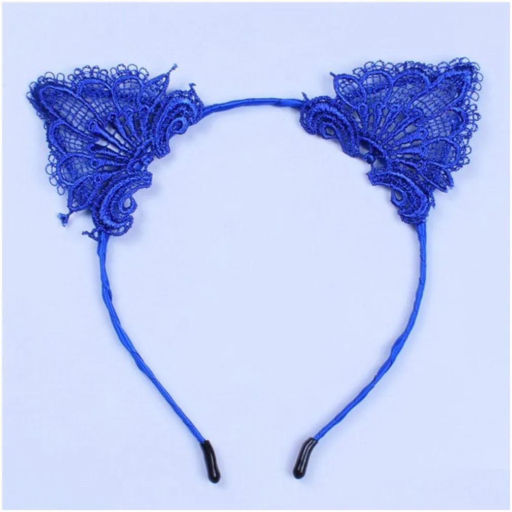 christmas lace cat ears headband baby girls women hair sticks party performance european and american hair accessories